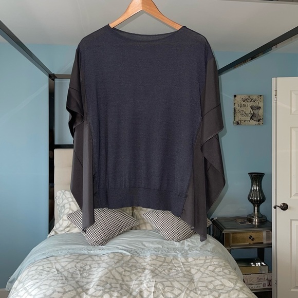 FABIANA FILIPPI Batwing Cashmere Silk Sweater Dark Charcoal Gray Sz 4 / XS - Picture 3 of 9